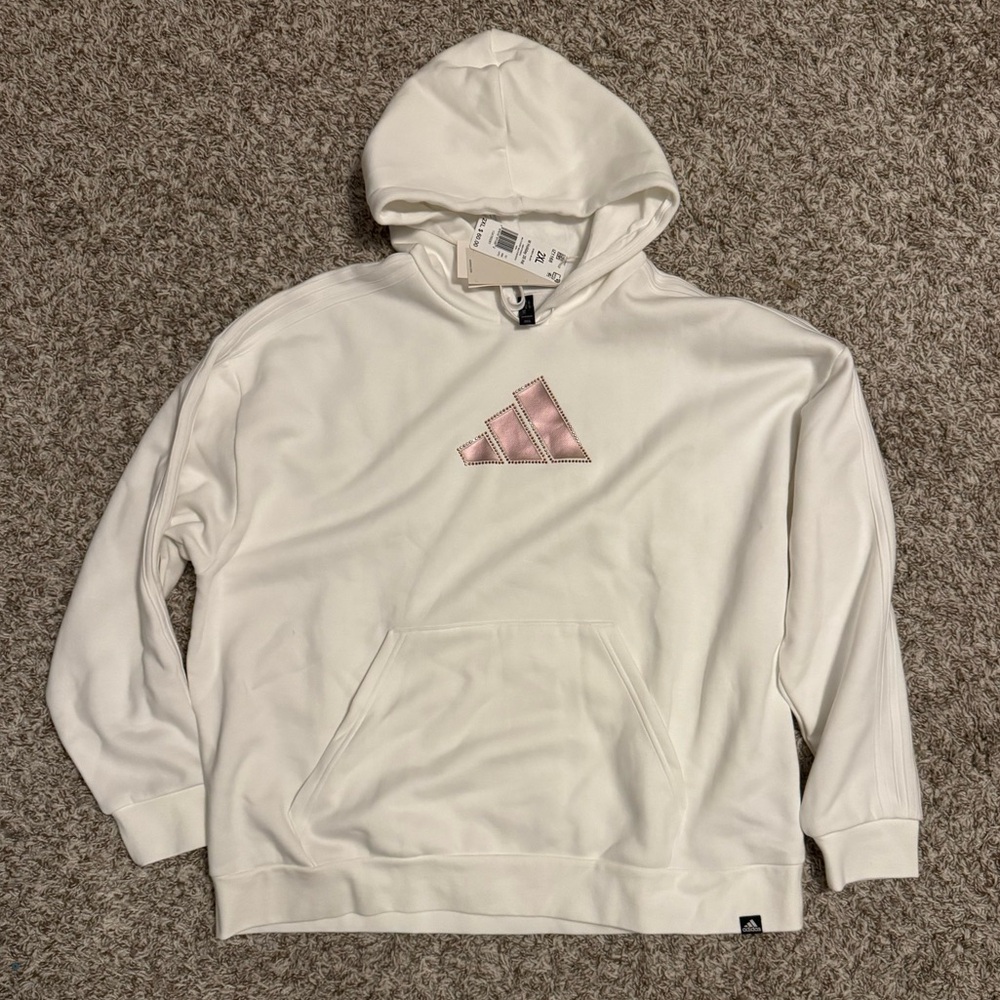 Adidas Women’s White Bling Logo Hoodie NWT XXL